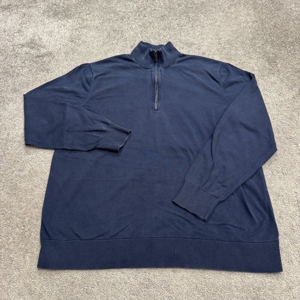 Brooks Brothers 1/2 zip Pullover Sweatshirt Mens XXL Navy Blue Mock Neck Casual